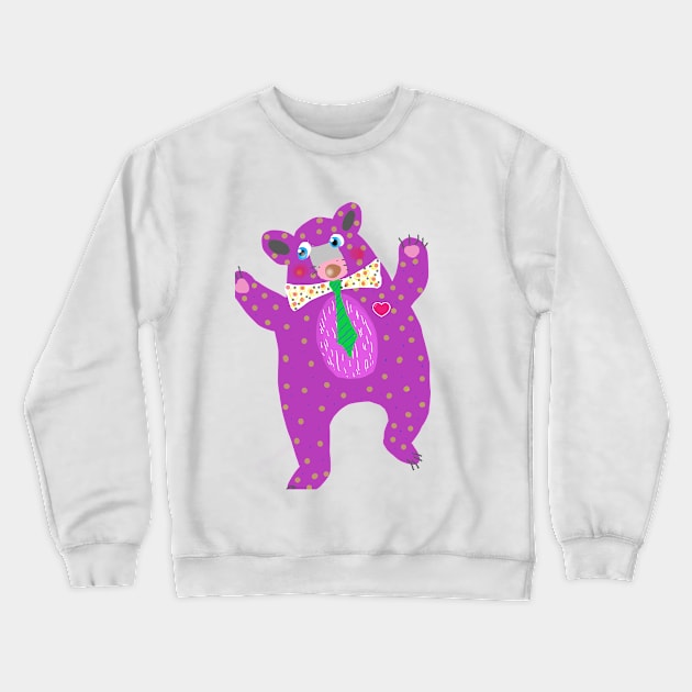 Purple bear Crewneck Sweatshirt by adelwins